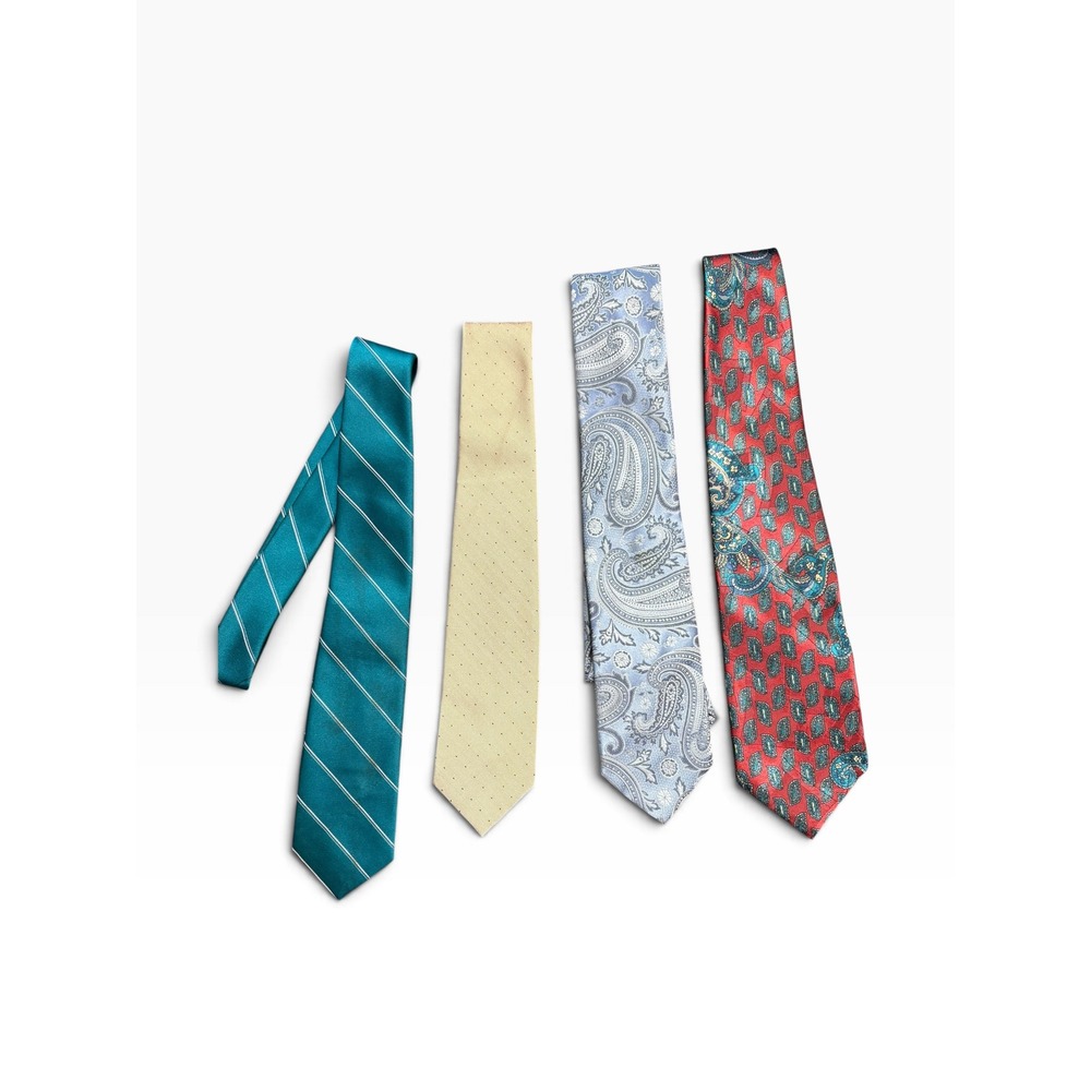 Mens Necktie Lot 4pc Etienne Aigner Wembley Bergamo Paisley Striped Dot Multi